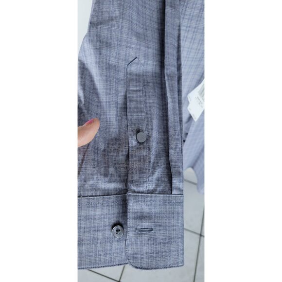 John Varvatos Regu Fit Dress Shirt Button Up Size 36/37 17 1/2 Plaid Royal Bl - Picture 4 of 16